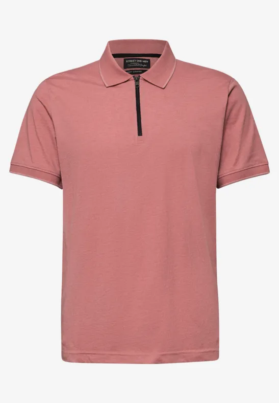 Kurzarm Poloshirt im Melange-Look sunrise red