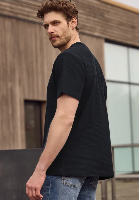 T-shirt à col rond et fines rayures dark ink blue