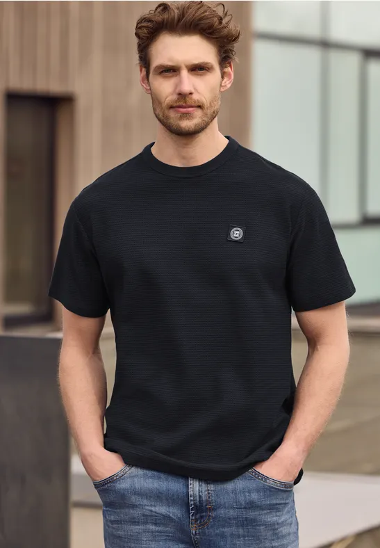 T-shirt à col rond et fines rayures dark ink blue