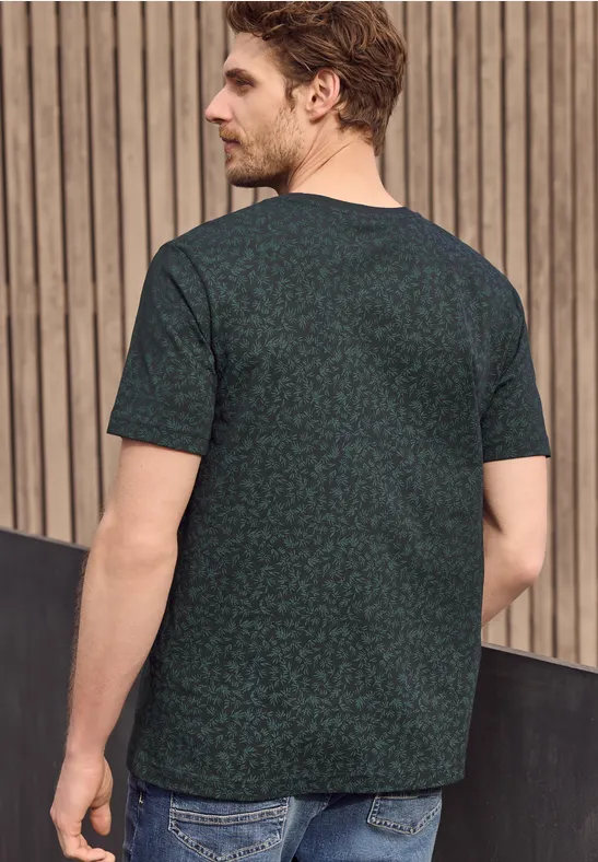 T-Shirt mit Rundhals und Allover-Print dark ink blue