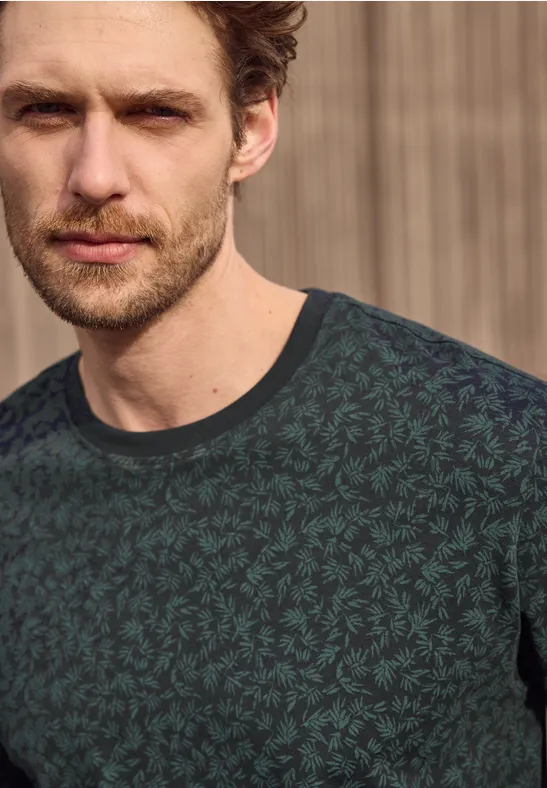 T-Shirt mit Rundhals und Allover-Print dark ink blue