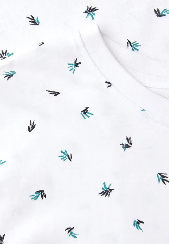 T-Shirt mit Rundhals und Allover-Print bright white