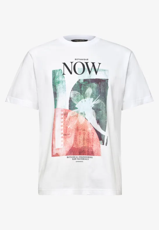 T-Shirt mit Rundhals und Fotoprint bright white