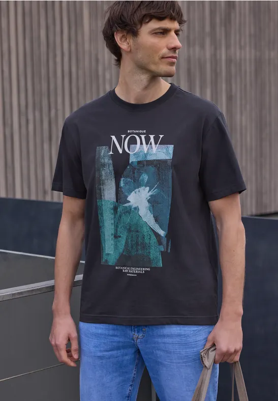 T-Shirt mit Rundhals und Fotoprint dark ink blue