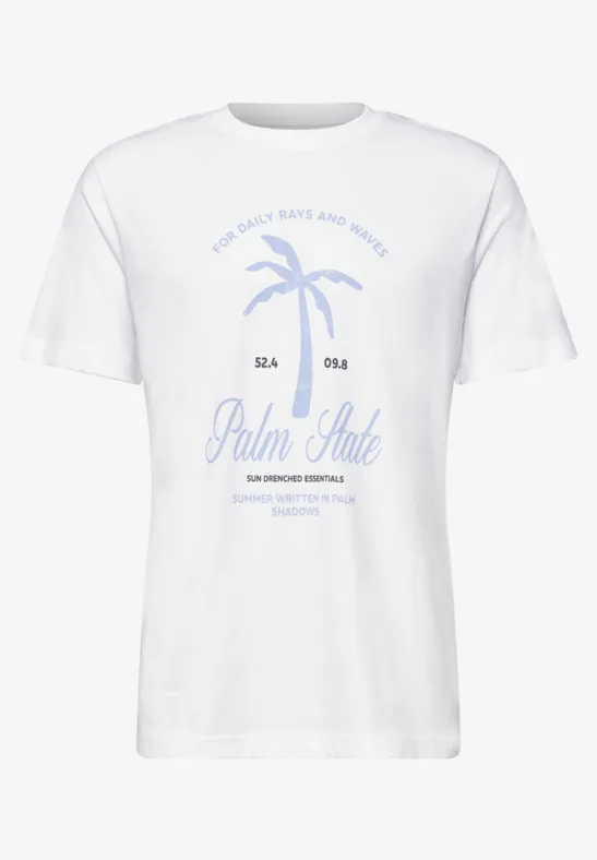 Wit T-shirt met palmboomprint en tekst 'Palm State'