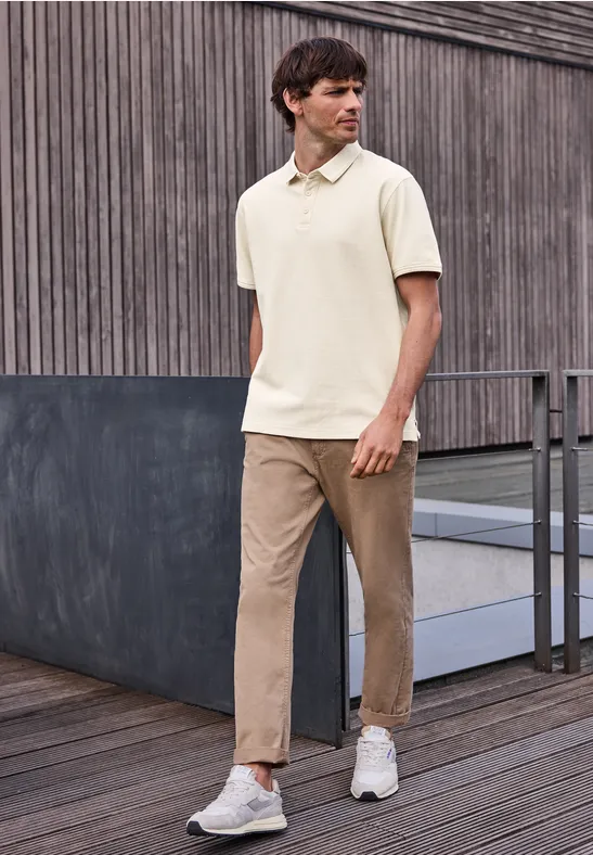 Koszulka Polo z krótkim rękawem i strukturą white sand