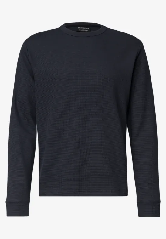 Schwarzer Langarm-Pullover mit Rundhalsausschnitt, schlichtes Design