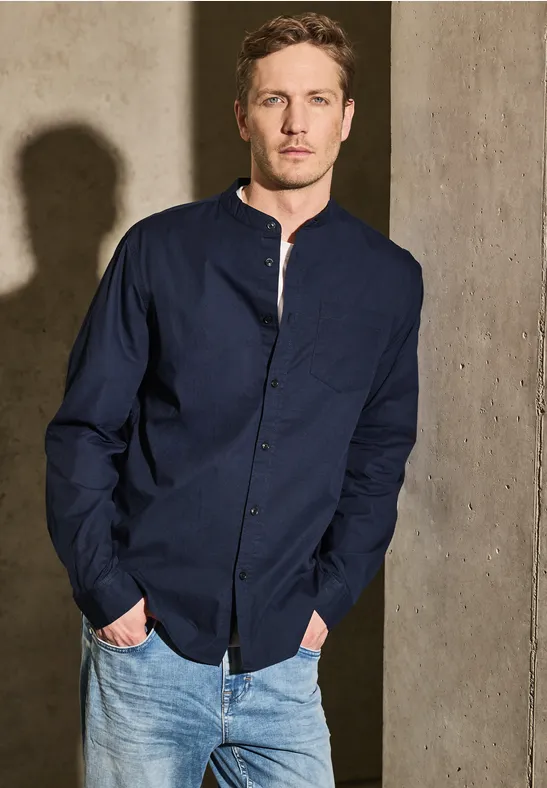 Stehkragen Hemd eclipse blue