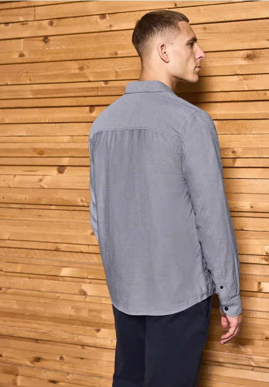 Two Tone Strukturhemd bright white