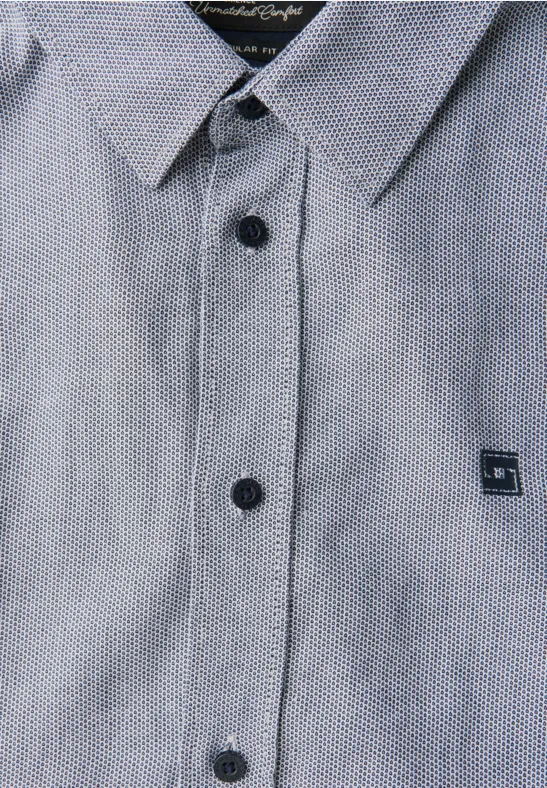 Two Tone Strukturhemd bright white