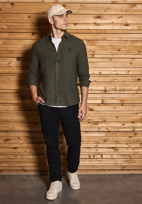 Two Tone Strukturhemd vintage green