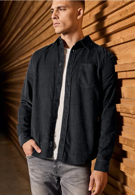 Chemise en velours côtelé doux graphite grey