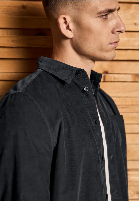 Chemise en velours côtelé doux graphite grey