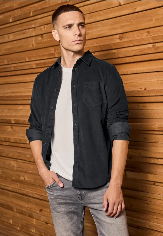 Chemise en velours côtelé doux graphite grey