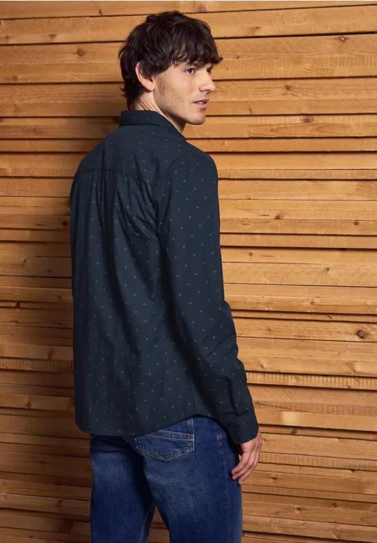 Hemd mit Minimal Print night blue