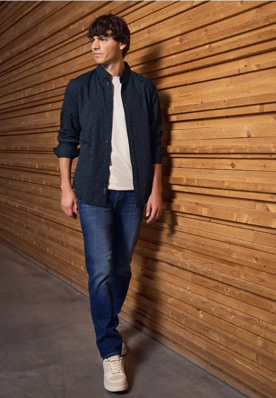 Hemd mit Minimal Print night blue