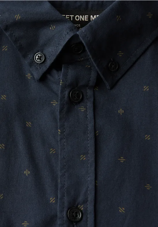 Hemd mit Minimal Print night blue