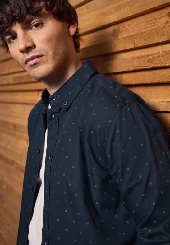 Hemd mit Minimal Print night blue