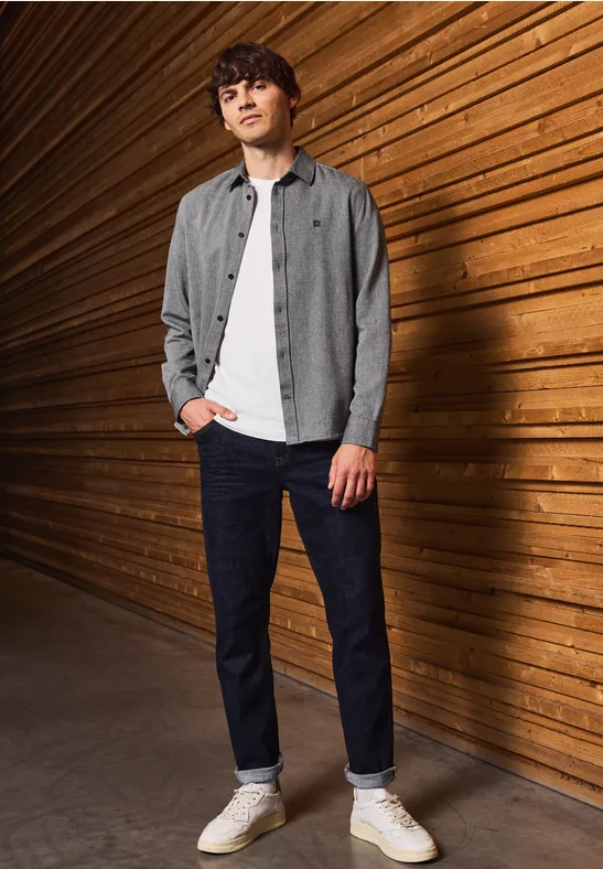 Hemd mit Two-Tone Struktur basic black