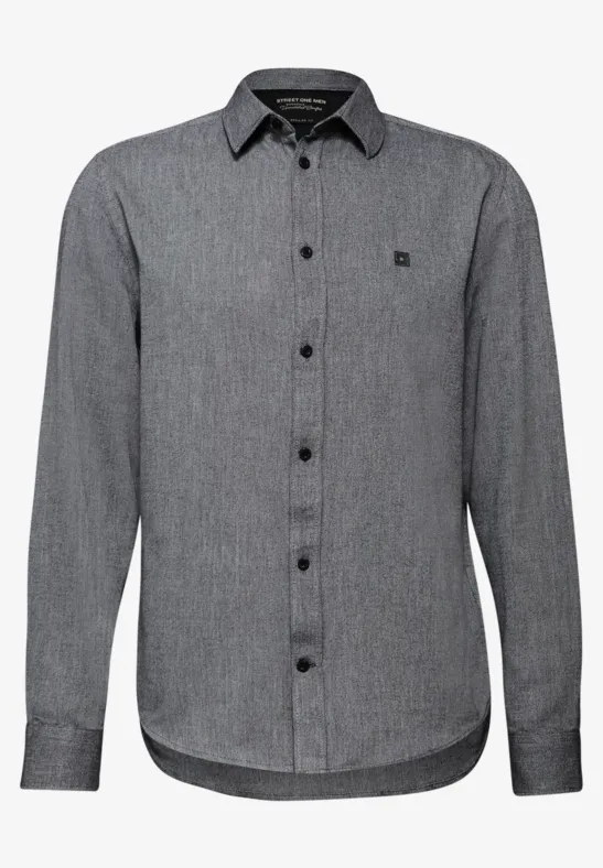 Hemd mit Two-Tone Struktur basic black