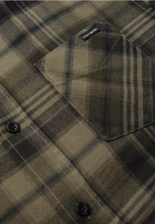Kariertes Flanellhemd dark olive green