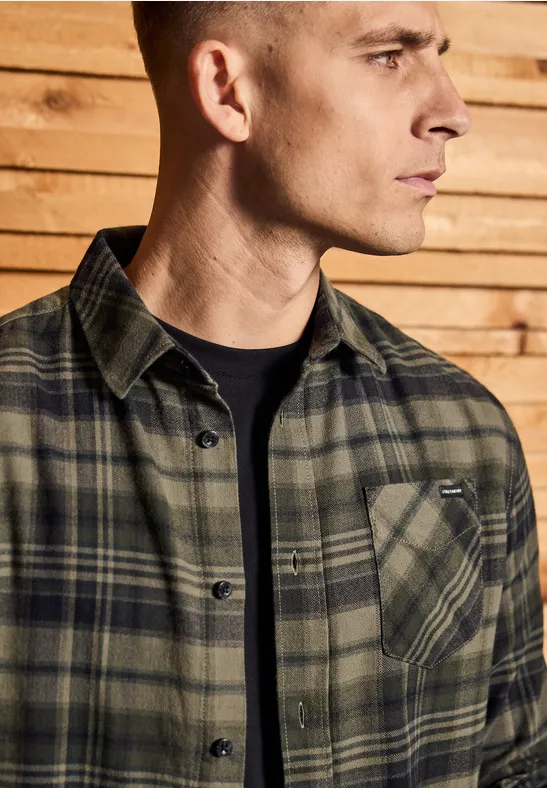 Kariertes Flanellhemd dark olive green