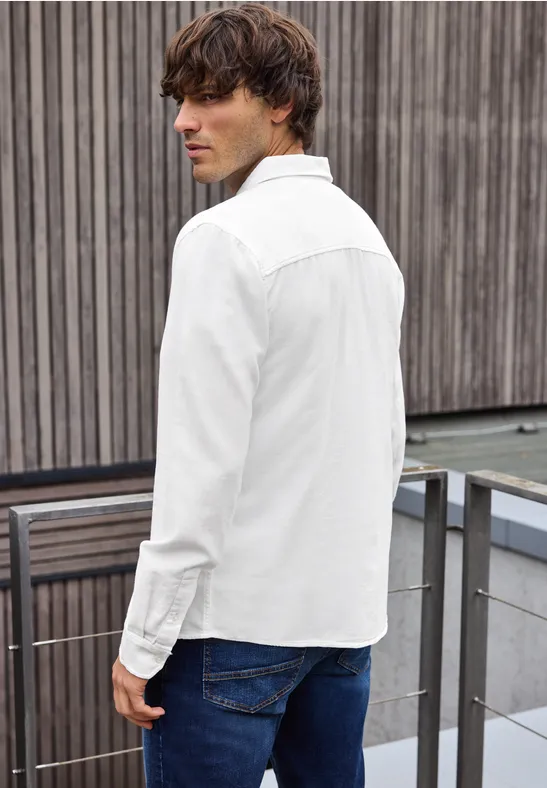 Hemd mit Piqué Struktur bright white
