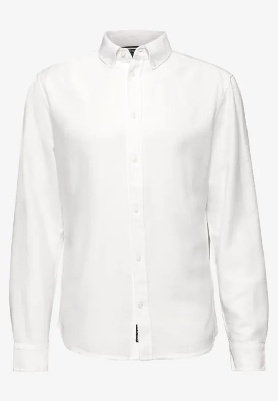 Hemd mit Piqué Struktur bright white