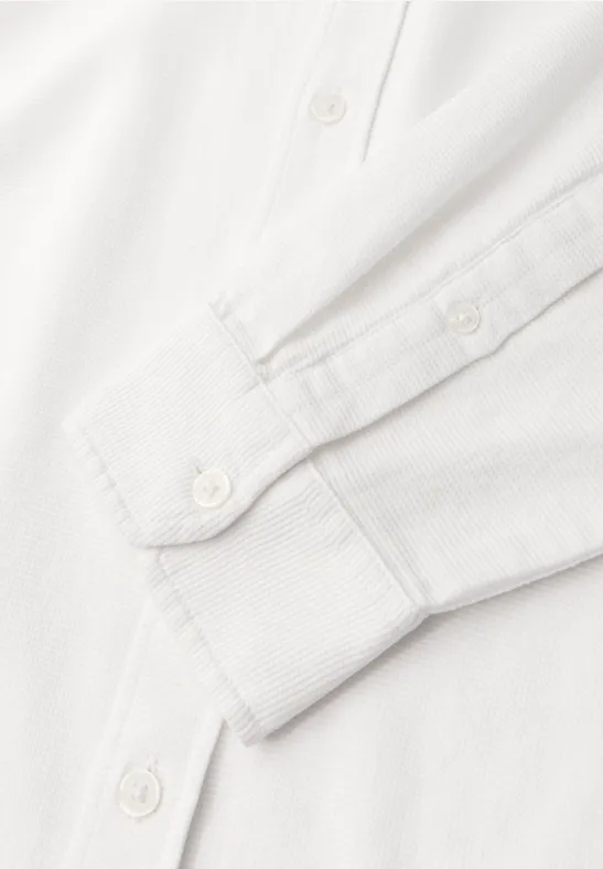 Hemd mit Piqué Struktur bright white