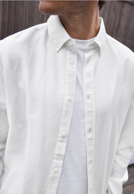 Hemd mit Piqué Struktur bright white