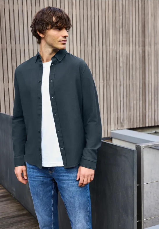 Hemd mit Piqué Struktur nocturnal blue