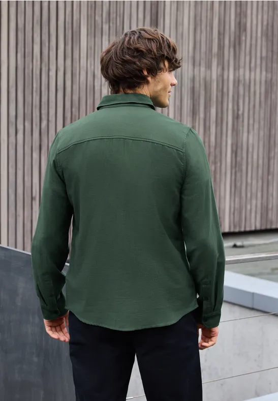 Hemd mit Piqué Struktur soft olive green