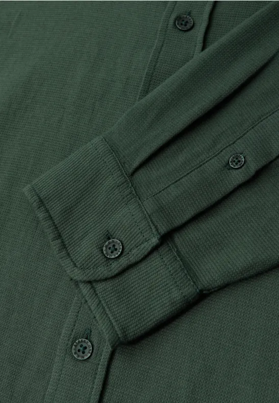 Hemd mit Piqué Struktur soft olive green