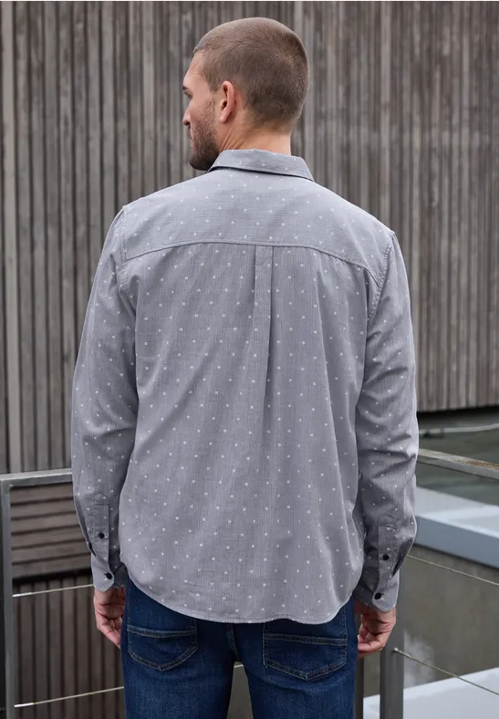 Gemustertes Herringbone Hemd thunder grey melange