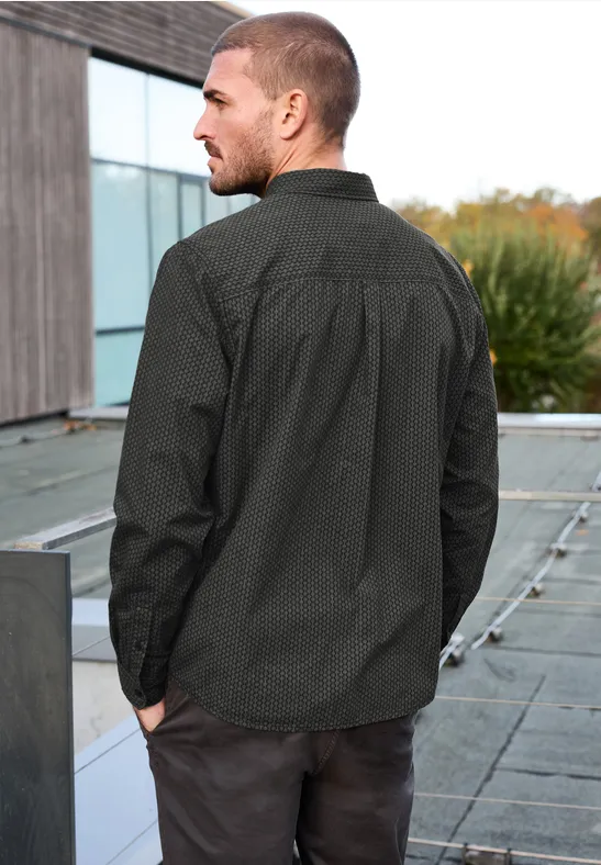 Gemustertes Popeline Hemd Black