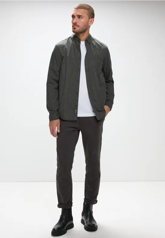 Gemustertes Popeline Hemd Black
