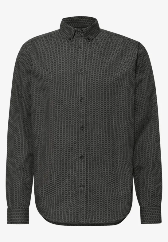 Gemustertes Popeline Hemd Black