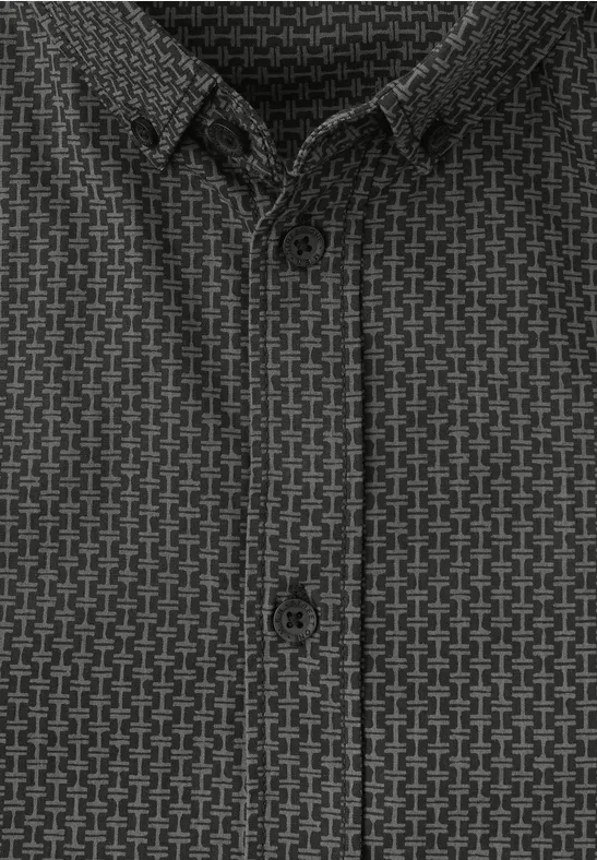Gemustertes Popeline Hemd Black
