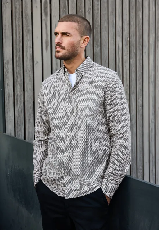 Chemise en popeline à motifs bright white