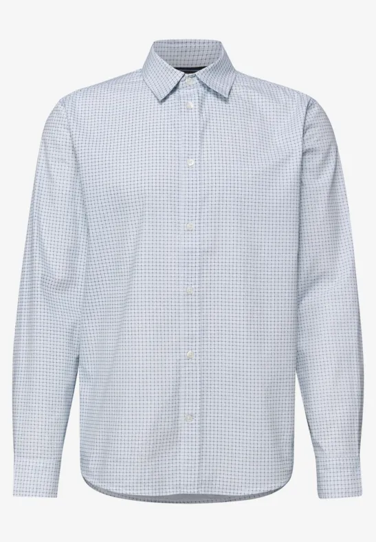 Popeline overhemd met minimale print bright white