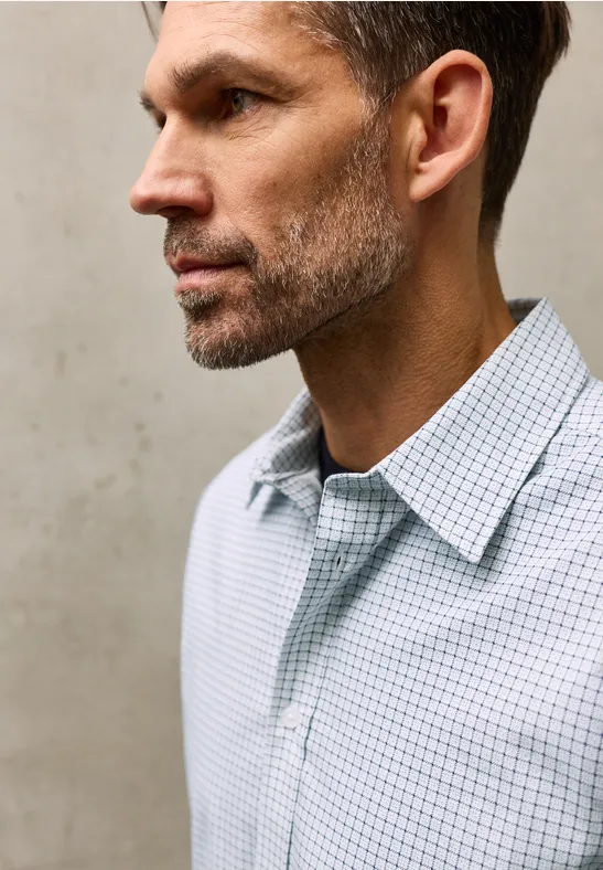 Popeline overhemd met minimale print bright white