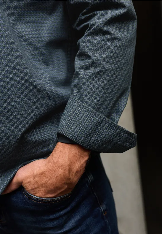 Popeline Minimal Print Hemd nocturnal blue