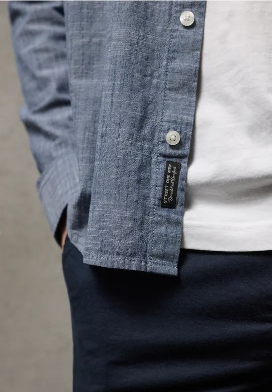 Chambray Hemd dark ink blue