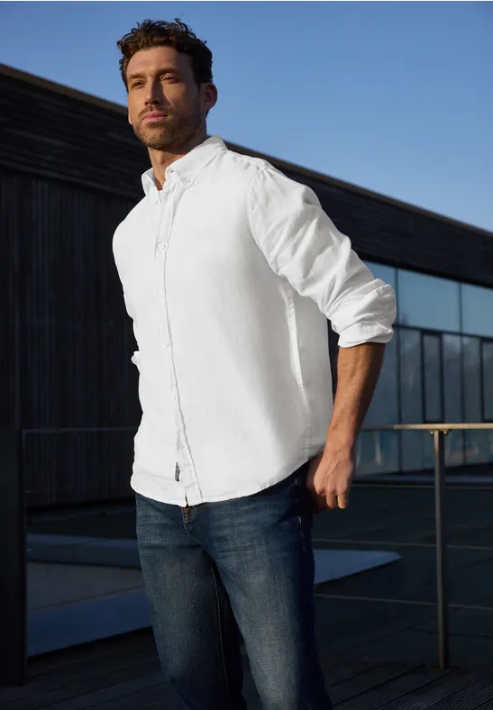 Chemise à manches longues en lin White