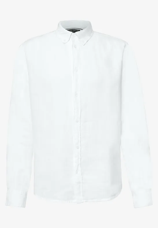 Chemise à manches longues en lin White