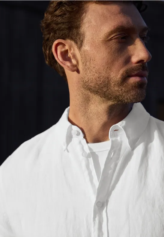 Chemise à manches longues en lin White