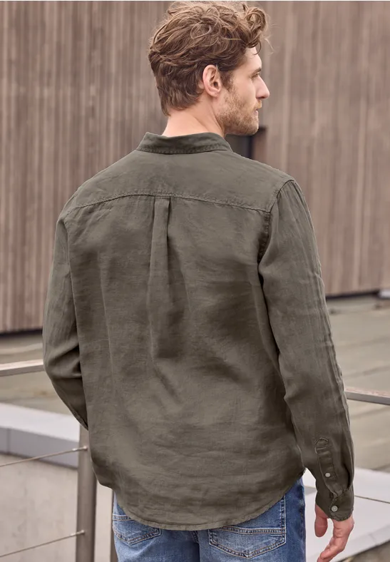 Langarm Hemd aus Leinen oak brown