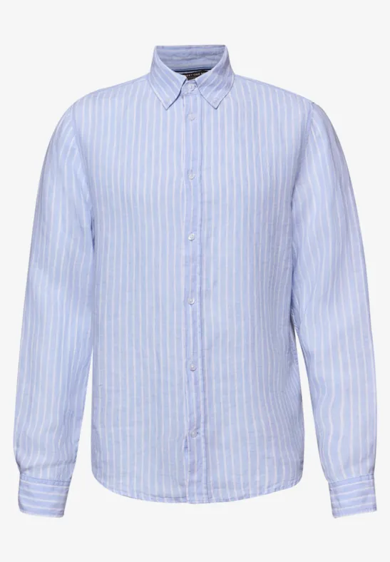 Langarm Hemd aus Leinen mit Streifen summer blue