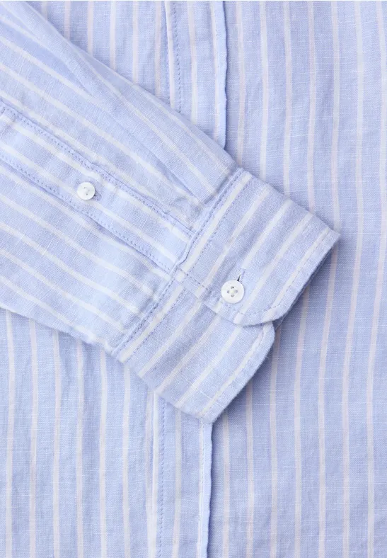 Langarm Hemd aus Leinen mit Streifen summer blue