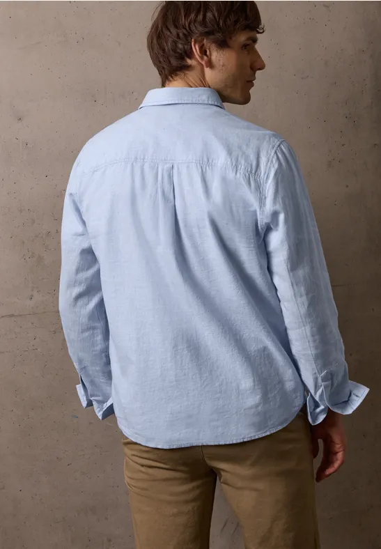 Langarm Hemd aus Leinenmix spring blue